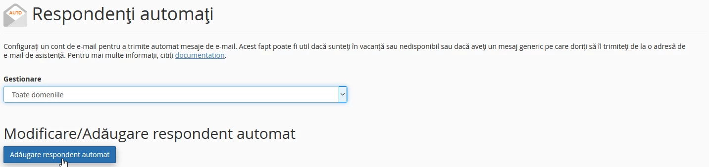 Adaugare respondent automat cPanel