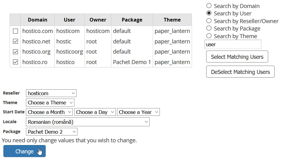 Modificari ale conturilor whm