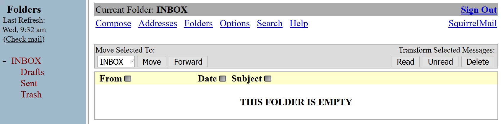 Panou de administrare SquirrelMail