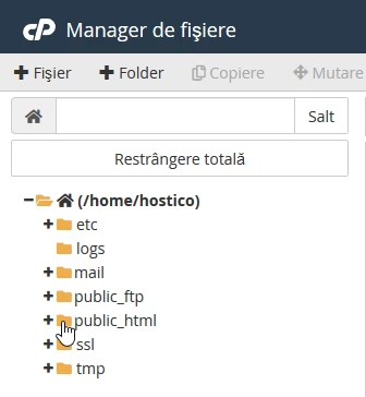 director public_html din manager de fisier