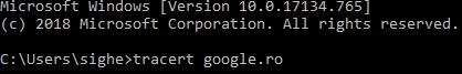Tracert numele de domeniu 