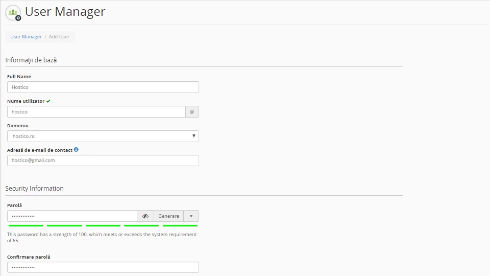 Completare User Manager
