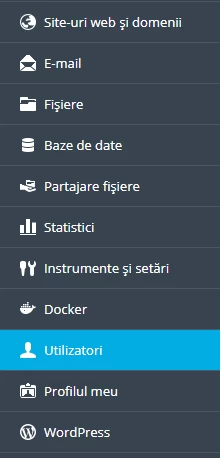 Meniu Plesk Selecti Utilizatori