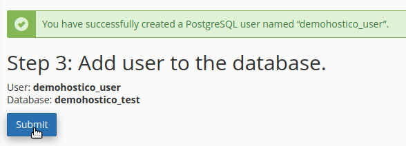 database hostico wizard add user